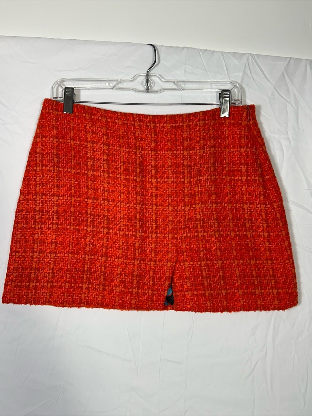 Zara Orange Red Tweed Mini Skirt